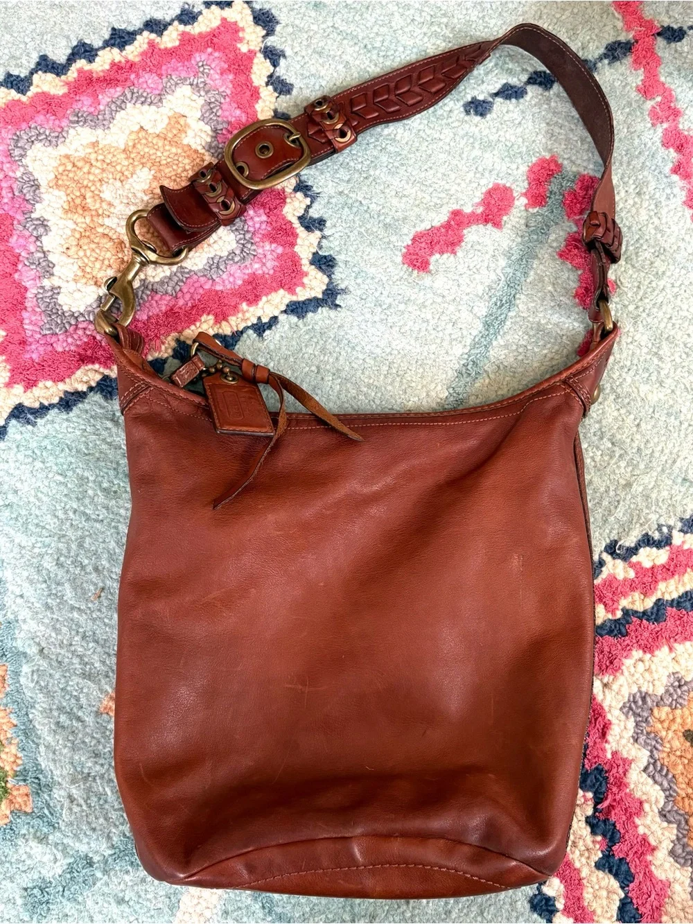 Vintage Coach 2007 XL Bleecker duffle leather tattersall whipstitch bag